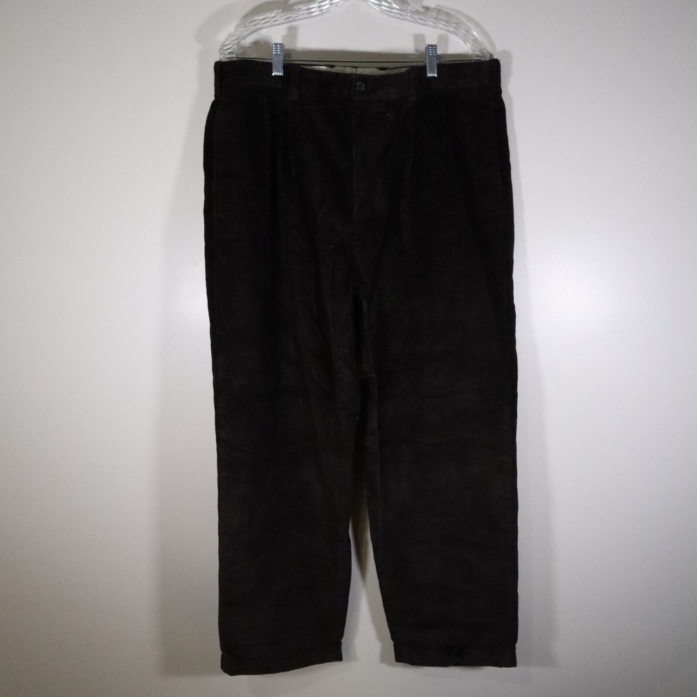 Brooks Brothers Pants Mens 38x30 Elliot Corduroy Chino Casual Pleated Dark Brown